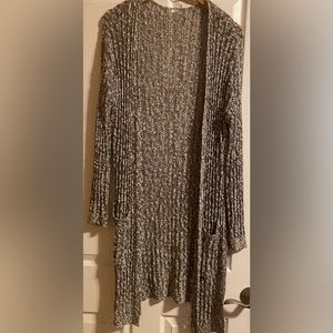 Grey and white long cardigan